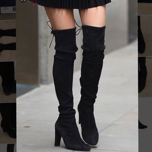 Stuart Weitzman Highland Boots Black Suede